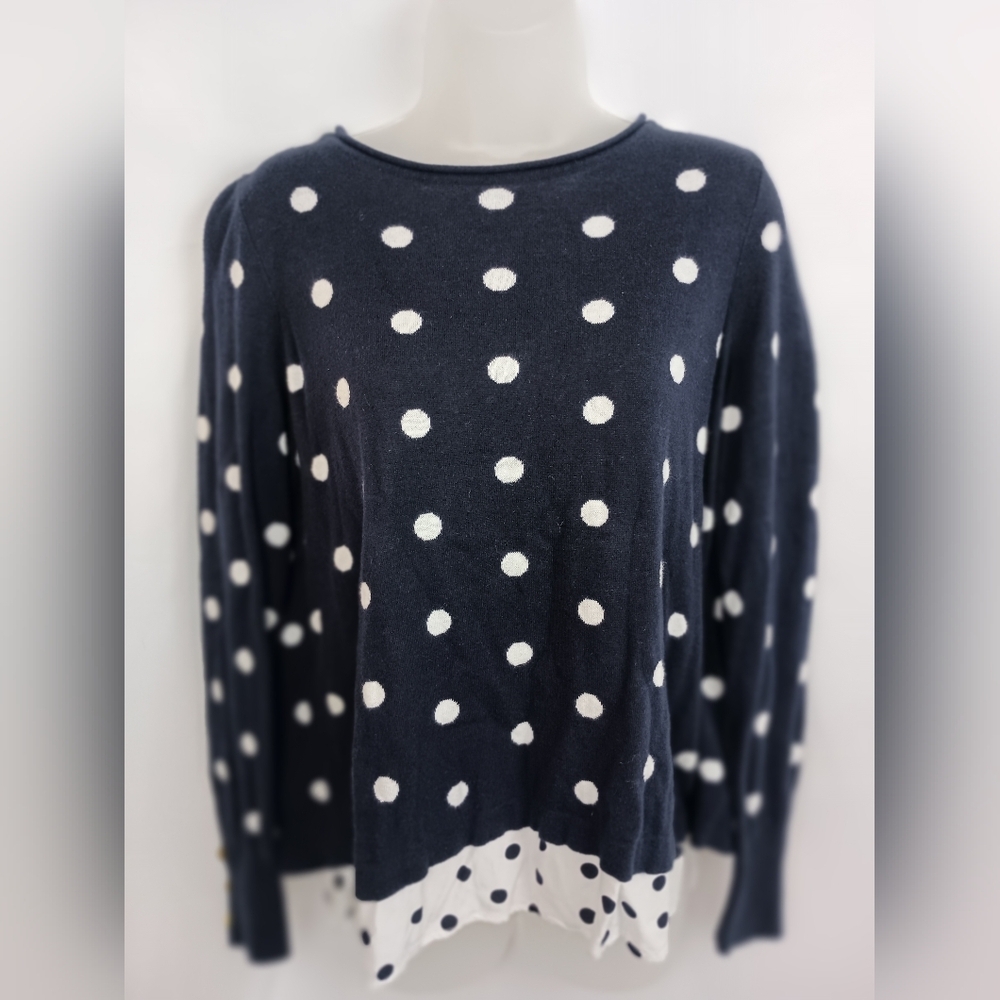 2/$30 CROWN & IVY Navy Polka Dot Sweater (#1,361)
